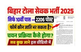 Bihar Shiksha Sevak Vacancy 2025: Bihar Tola Sevak Bharti 2025- बिहार शिक्षा सेवक 2,206 पदों पर भर्ती 2025, योग्यता, नोटिफिकेशन, Full Details 14 Bihar Shiksha Sevak Vacancy 2025