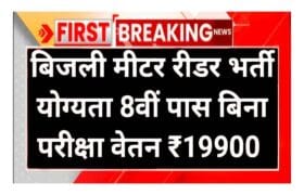 Electricity Meter रीडर 1450 पदों पर आवेदन योग्यता 8वीं बिना परीक्षा 10 Electricity Meter रीडर 1450 पदों पर आवेदन योग्यता 8वीं बिना परीक्षा