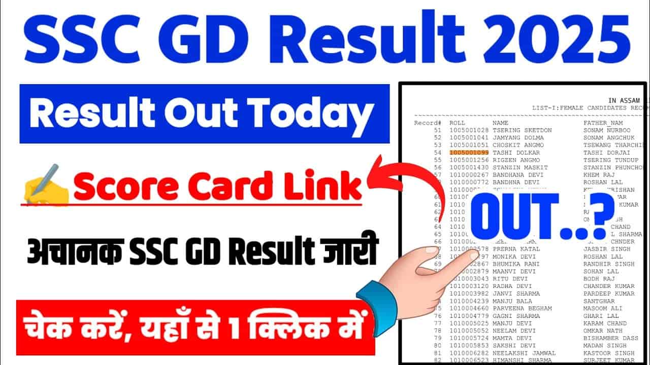 SSC GD Constable Result 2025: SSC GD Cut off marks (Result) एसएससी जीडी कांस्टेबल रिजल्ट लेटेस्ट अपडेट 1 SSC GD Constable Result 2025
