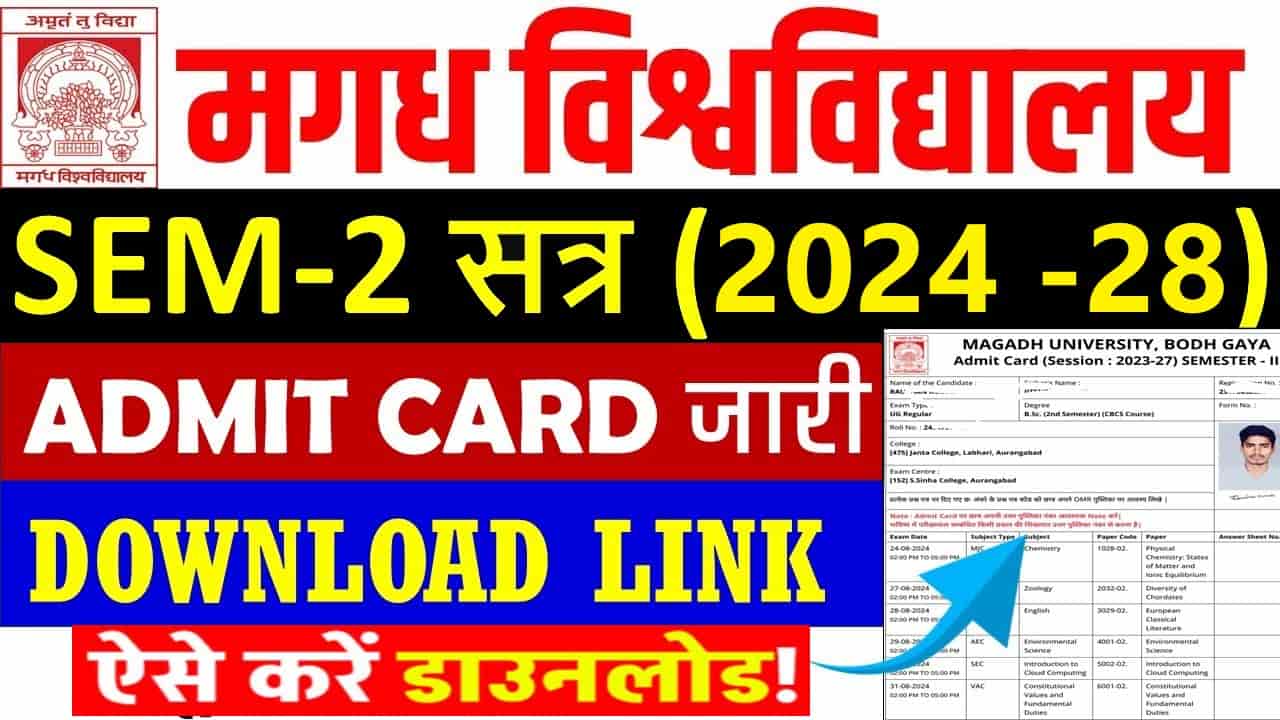 Magadh University UG 2nd Semester Admit Card 2024-28 (Exam Date Out) : How To Download Magadh University 2nd Semester Admit Card 2025 @magadhuniversity.ac.in 1 Magadh University UG 2nd Semester Admit Card 2024-28