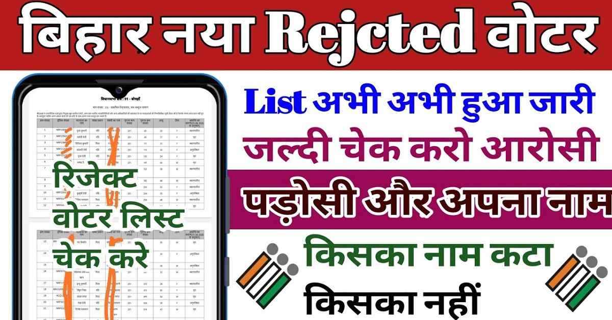 Bihar Rejected Voter List 2025 Download : बिहार में जारी हुई नई रिजेक्टेड वोटर लिस्ट – अभी देखें नाम ऑनलाइन 1 Bihar Rejected Voter List 2025 Download
