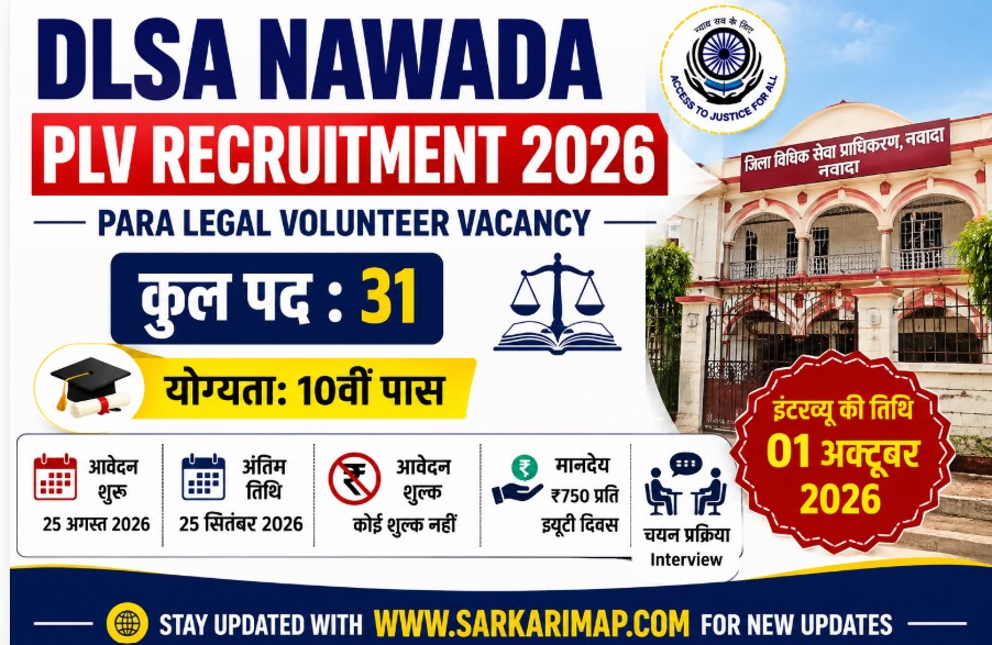 DLSA Nawada PLV Recruitment 2026: Apply Offline for 31 Para Legal Volunteer Posts, Check Eligibility, Honorarium and Selection Process 1 DLSA Nawada PLV Recruitment 2026: Apply Offline for 31 Para Legal Volunteer Posts, Check Eligibility, Honorarium and Selection Process