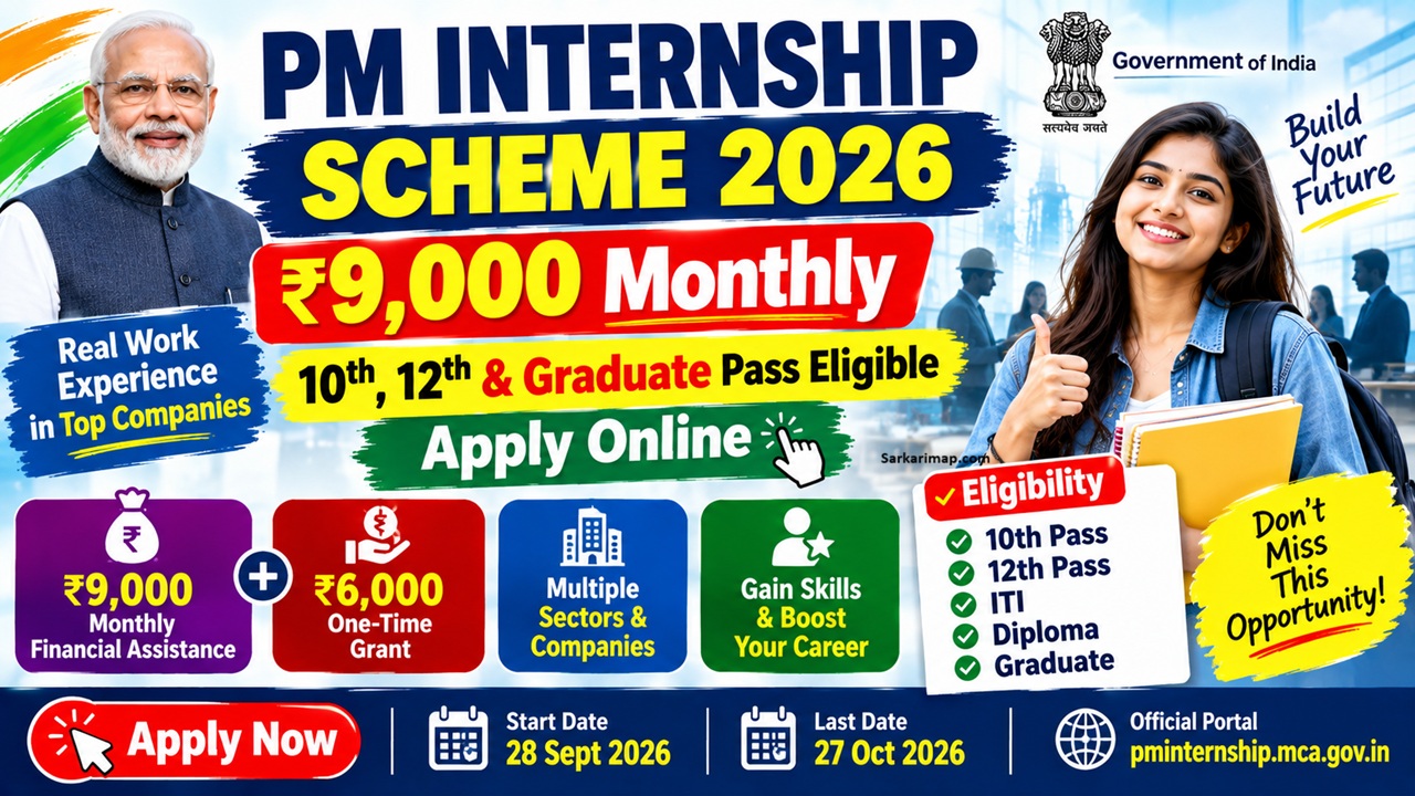 PM Internship Scheme 2026: ₹9,000 Monthly Stipend, 10th, 12th, ITI, Diploma & Graduate Candidates Eligible – Apply Online 1 PM Internship Scheme 2026