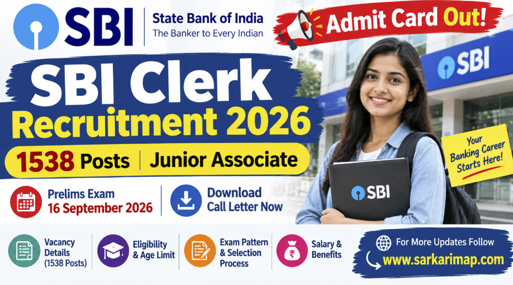 SBI Clerk Recruitment 2026: Prelims Admit Card Released, Check Exam Date, Call Letter Download Link & 1,538 Posts