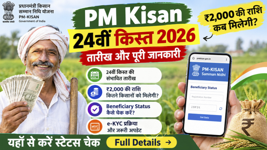 PM Kisan 24th Installment Date 2026: ₹2,000 Payment, Beneficiary Status Check and Full Details 1 PM Kisan 24th Installment Date 2026: ₹2,000 Payment, Beneficiary Status Check and Full Details